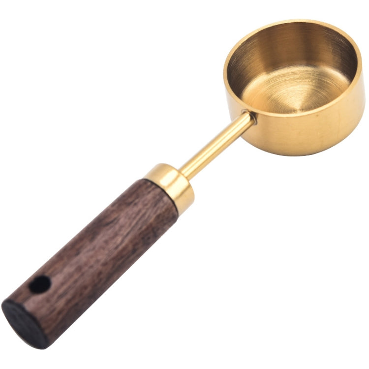 15ml Wooden Handle Stainless Steel Measuring Spoon Coffee Powder Milk Powder Spoon, Silver, Gold