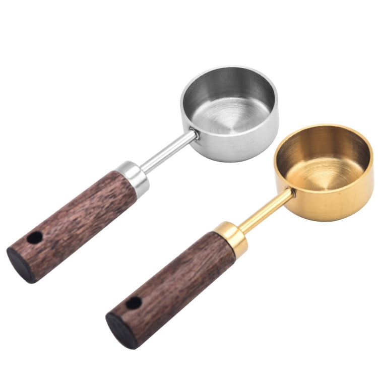 15ml Wooden Handle Stainless Steel Measuring Spoon Coffee Powder Milk Powder Spoon, Silver, Gold