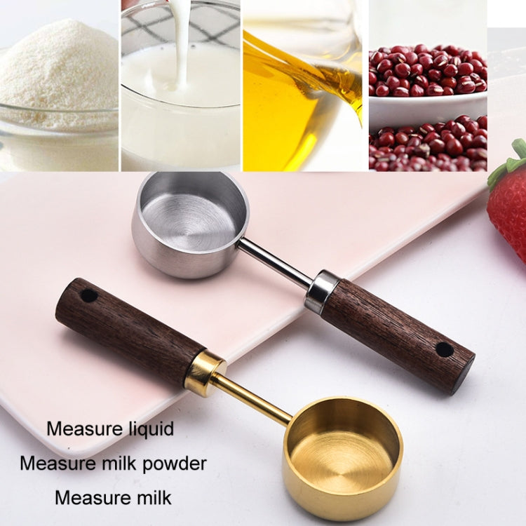 15ml Wooden Handle Stainless Steel Measuring Spoon Coffee Powder Milk Powder Spoon, Silver, Gold