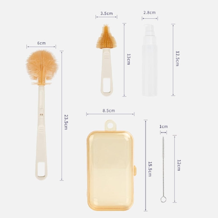 Silicone Portable Baby Bottle Brush Set Travel Cleaning Brush