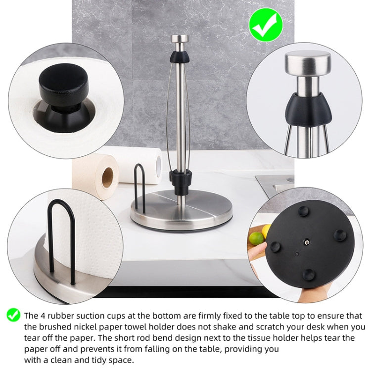Household Stainless Steel Vertical Paper Towel Holder With Damping Dining Table Kitchen No Punch Paper Roll Holder, Square Black, Round Black, Round Silver