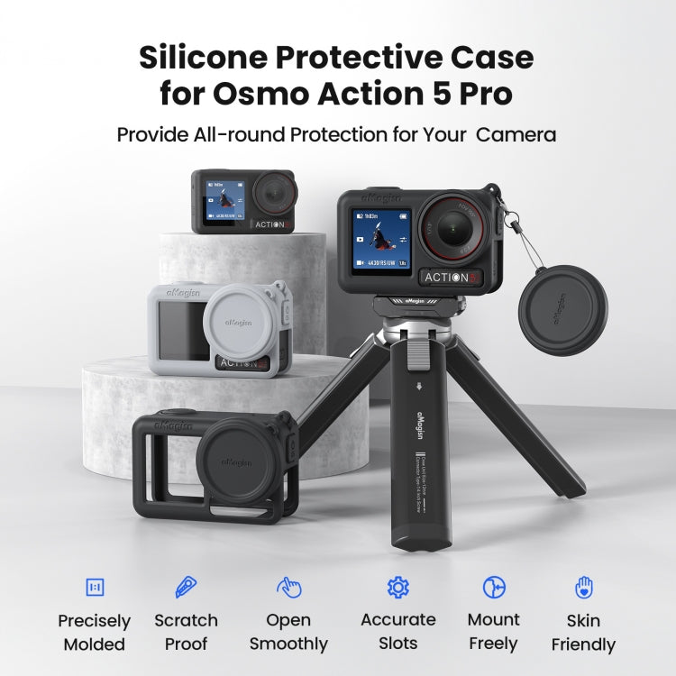 جراب حماية من السيليكون aMagisn لكاميرا DJI Osmo Action 5 Pro مع حبل وغطاء عدسة