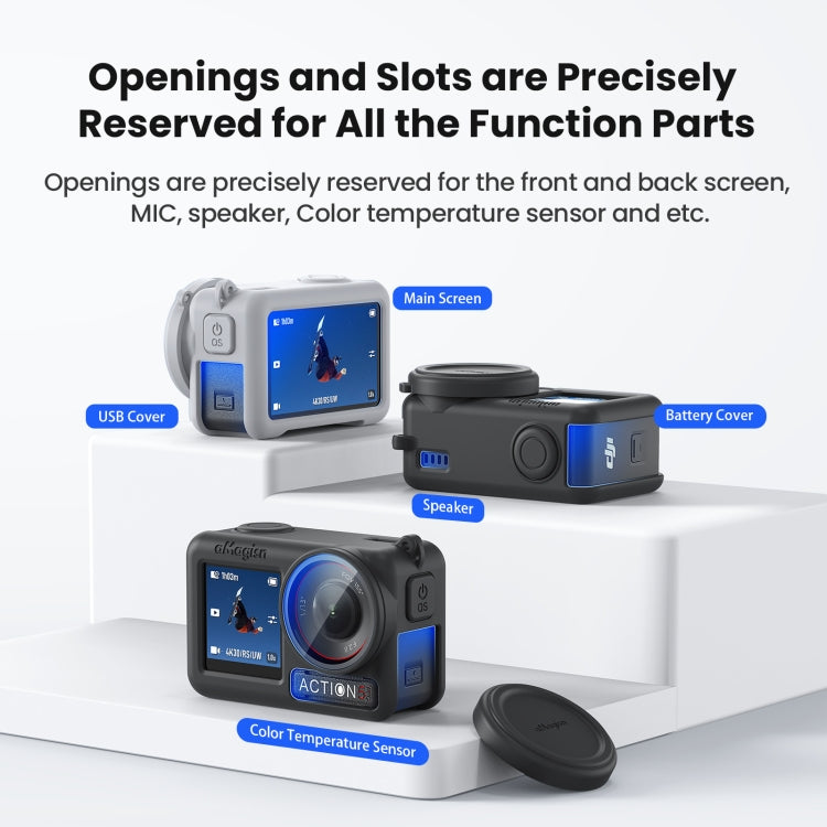 جراب حماية من السيليكون aMagisn لكاميرا DJI Osmo Action 5 Pro مع حبل وغطاء عدسة