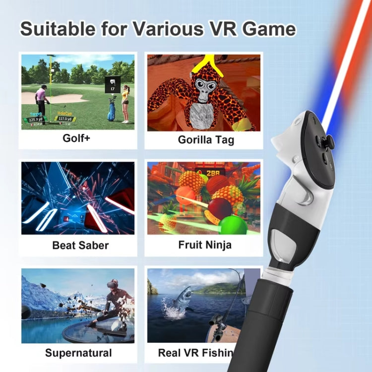 DEVASO For Meta Quest 3S / 3 Game Lightsaber Golf Game Extension Pole Baseball Grip Accessories