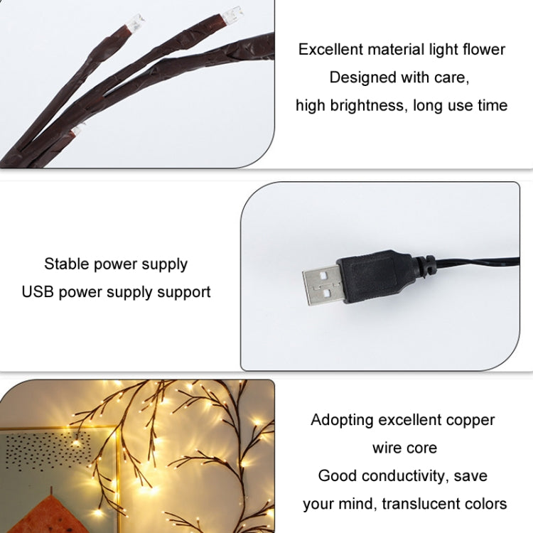 2.3m 144 LEDs Branch Rattan String Lights Wedding Home Decor Garland Lamps