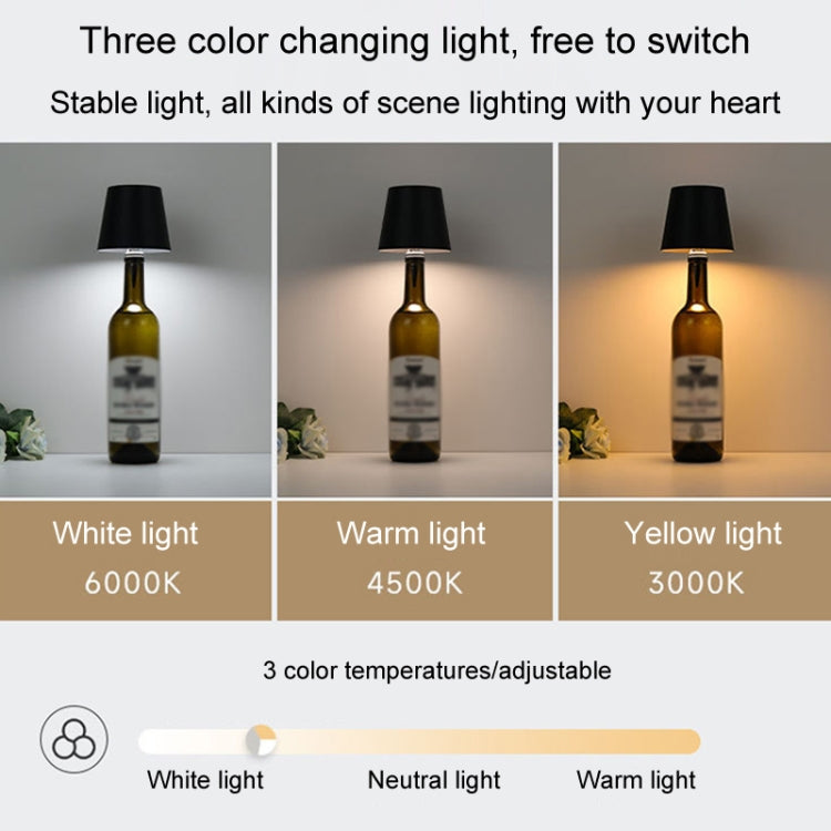 LED Rechargeable Ambient Table Lamp Tri-color Dimmable Wireless Wine Bottle Lamp Bar Light