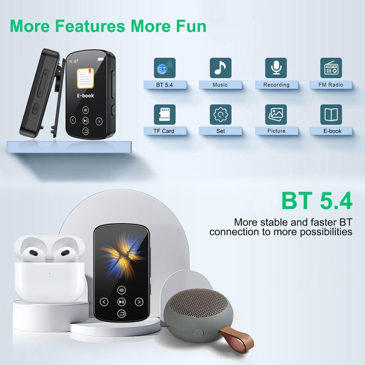MP3 Bluetooth Music Player HIFI Sports Clip Touch Screen MP4
