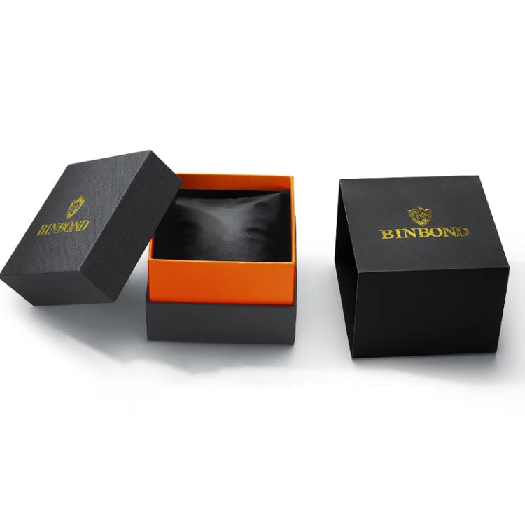 صندوق هدايا من BINBOND لتغليف الساعات، صندوق بوتيك، جلد أبيض وأسود