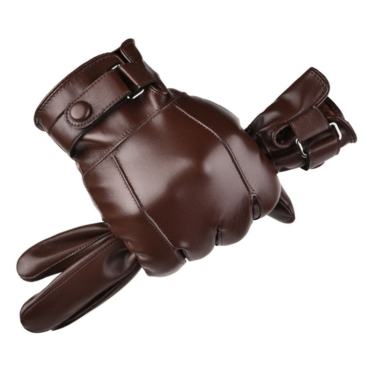 Fall Winter Men Leather Gloves PU Velvet Warm Riding Driving Touchscreen Gloves