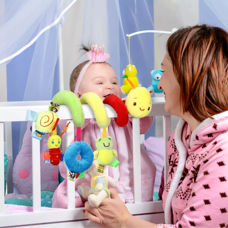 Baby Caterpillar Cot Spiral Toy Cartoon Animal Baby With Rattle Bee Pram Hanging Soothing Toy, H033B