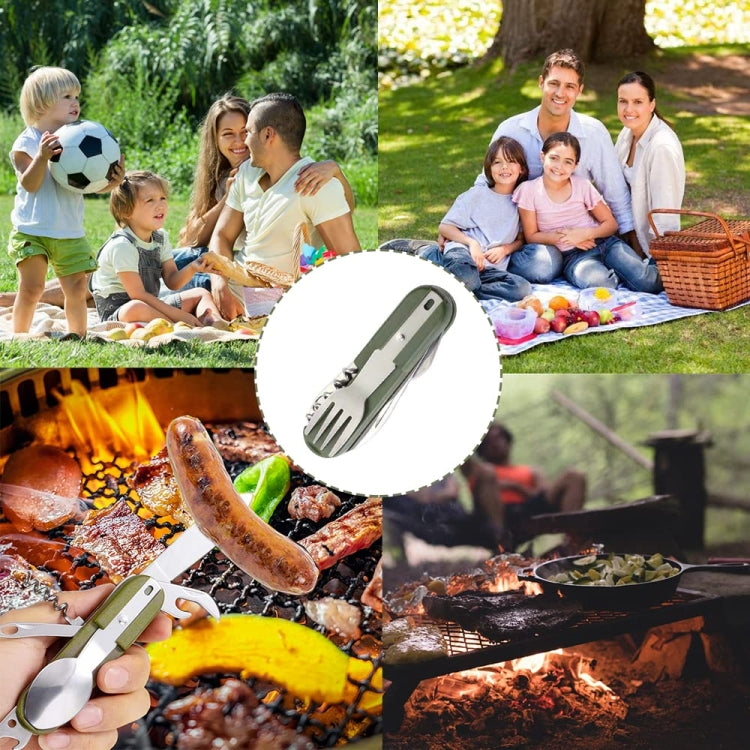 SY-FT008 7-in-1 Multifunctional Outdoor Camping Portable Folding Tableware Combination
