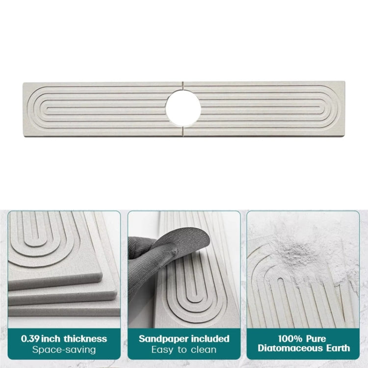 Diatomite Absorbent Mat Fast Drying Stone Kitchen Bathroom Faucet Sink Drainage Mat, 40x10cm+10x10cm, 60x10cm+10x10cm