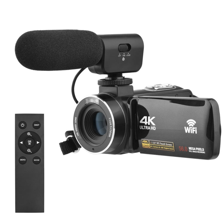 4K  Digital Video Camera 3 Inch IPS Touch Screen 56MP 18X Digital Zoom WiFi Camcorder