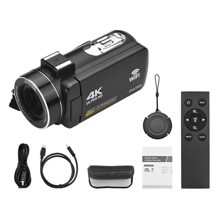 4K  Digital Video Camera 3 Inch IPS Touch Screen 56MP 18X Digital Zoom WiFi Camcorder