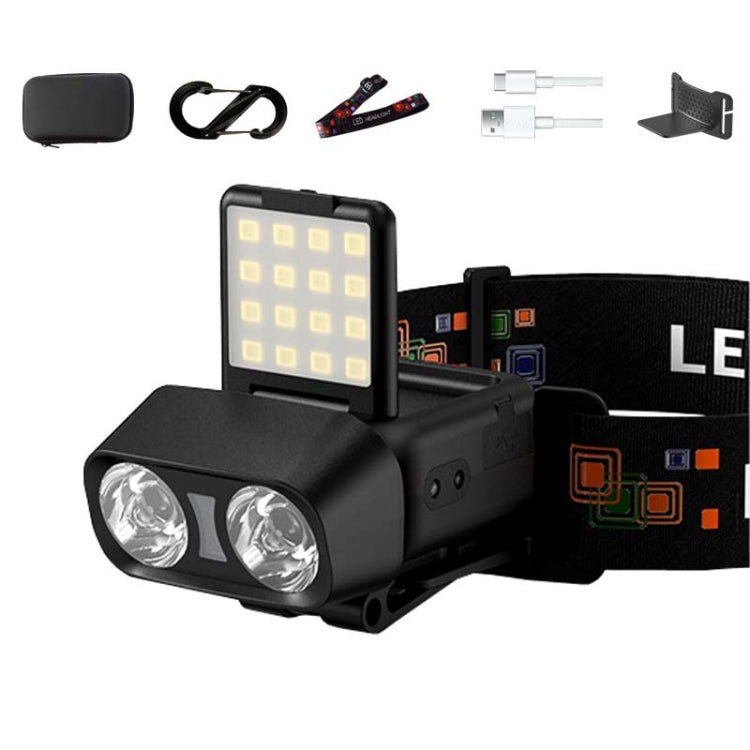 مصباح أمامي للصيد لمسافات طويلة مزود بمستشعر LED مثبت على الرأس، أسود قياسي، أزرق قياسي، أبيض قياسي، أسود قياسي مع حقيبة تخزين و8 إبزيم، أزرق قياسي مع حقيبة تخزين و8 إبزيم، أبيض قياسي مع حقيبة تخزين و8 إبزيم