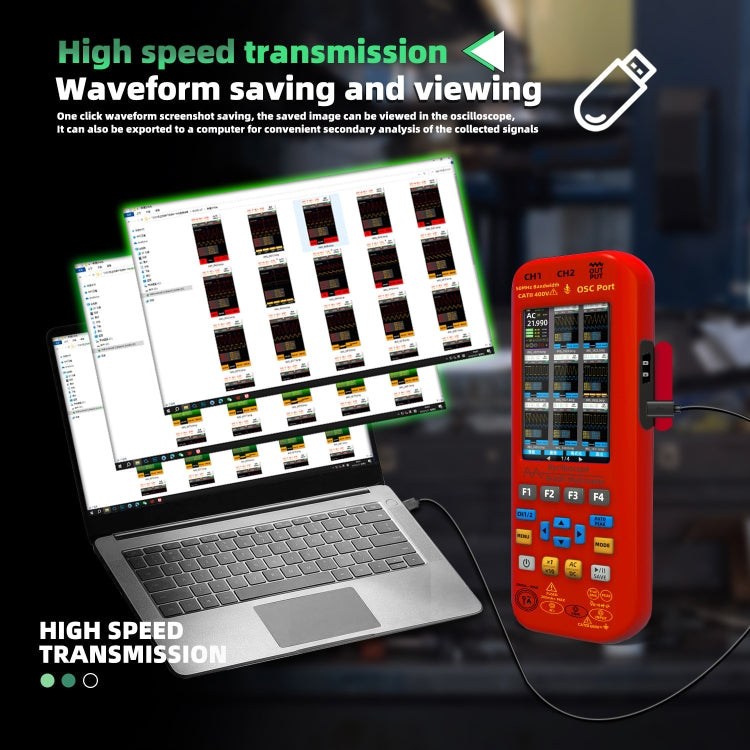 BSIDE O9 Digital Handheld Dual Channel 50MHz Oscilloscope Signal Source Multimeter