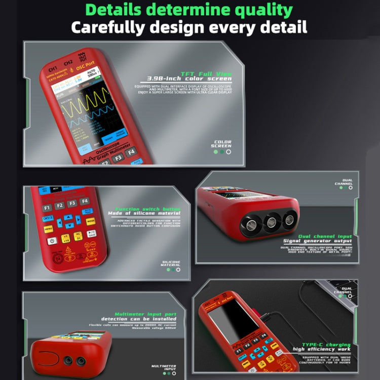 BSIDE O9 Digital Handheld Dual Channel 50MHz Oscilloscope Signal Source Multimeter