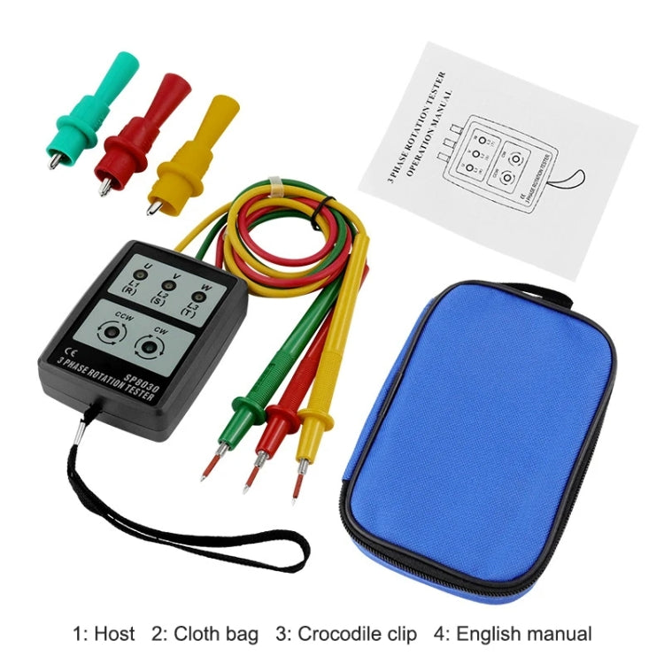 3 Phase Alternating Current Phase Meter Phase Detector Rotation Tester Indicator Digital Phase-Order Indicator
