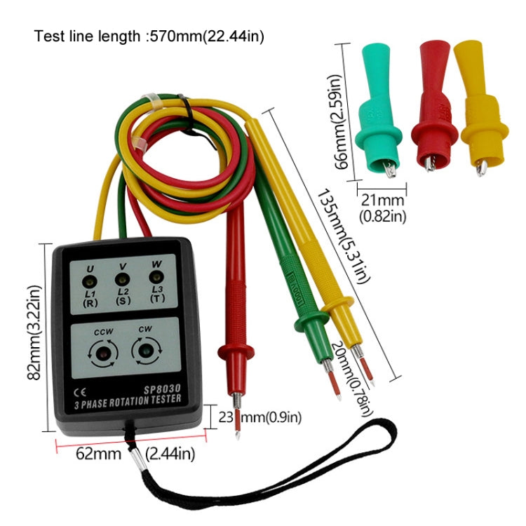 3 Phase Alternating Current Phase Meter Phase Detector Rotation Tester Indicator Digital Phase-Order Indicator
