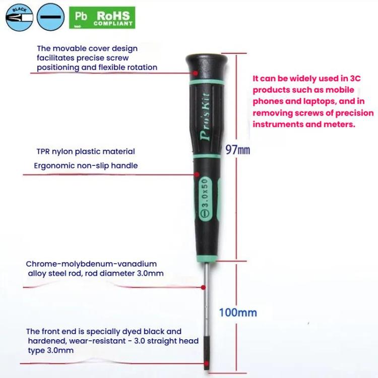 ProsKit SD-081-S7 Slotted Precision Screwdriver(3.0 x 100mm) for Daily Electronics Repairs