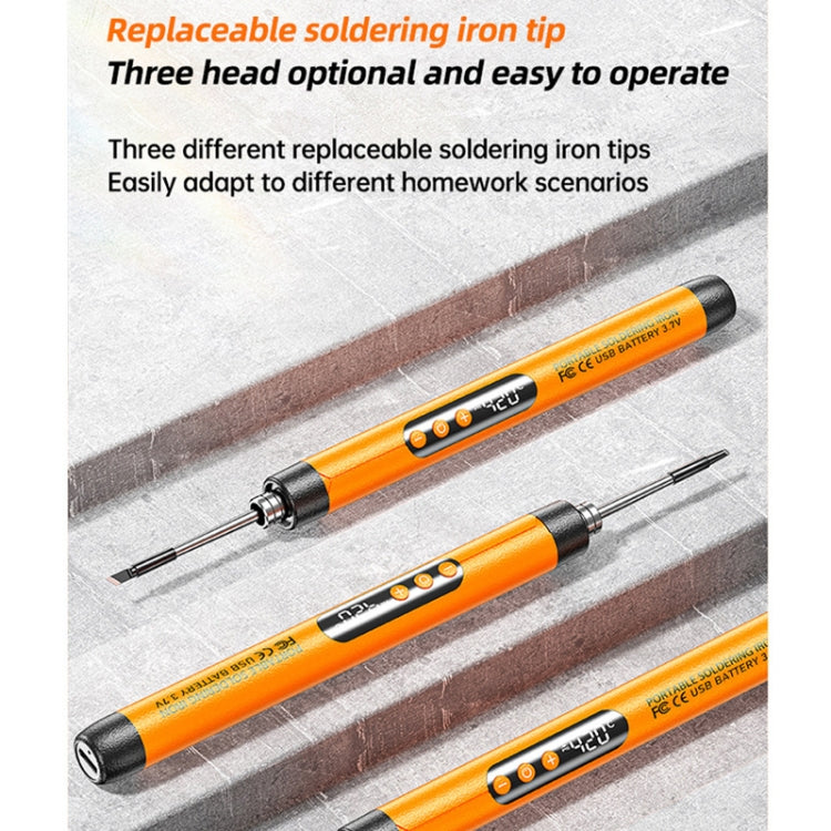 USB Digital Display Charging Soldering Iron Set 5-speed Temperature Adjustable, Standard Edition Gray, Standard Edition Orange, 3 Heads Gray
