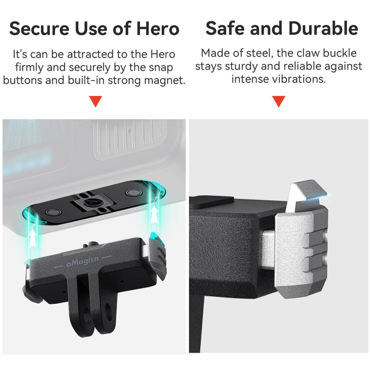 ملحقات محول بلاستيكي بقاعدة مغناطيسية سريعة الفك من aMagisn لكاميرا GoPro HERO13 Black، لكاميرا GoPro HERO13 البلاستيكية