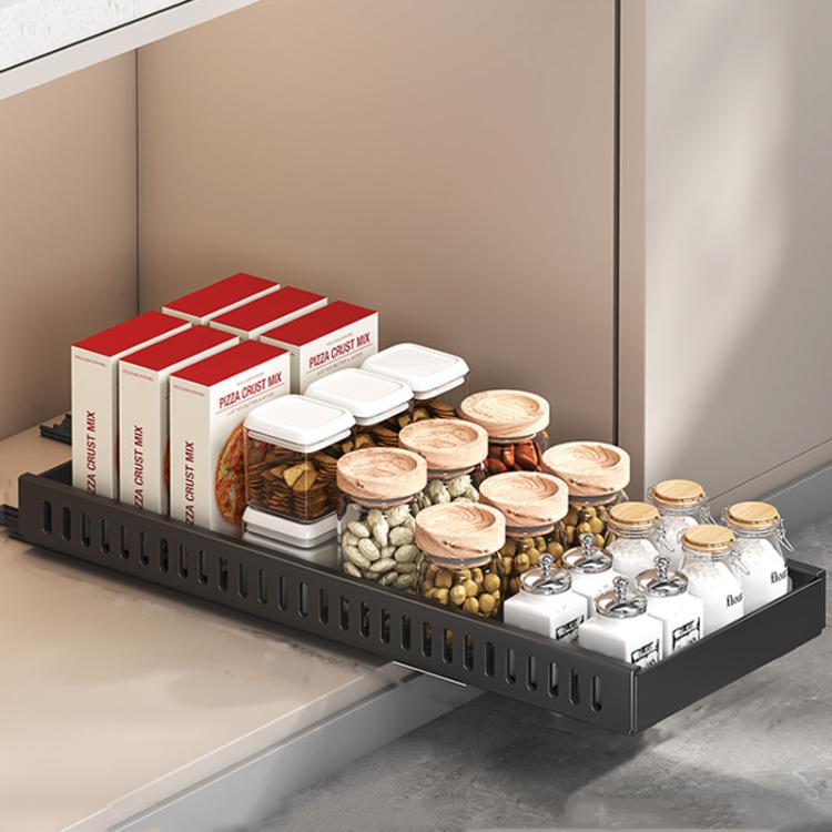 Kitchen Pull-Out Rack Pots And Pans Organizer Cabinet Countertop Dish Tray, 42cm Black, 42cm With Baffle Black, 42cm White, 42cm With Baffle White, 52cm Black, 52cm With Baffle Black, 52cm White, 52cm With Baffle White