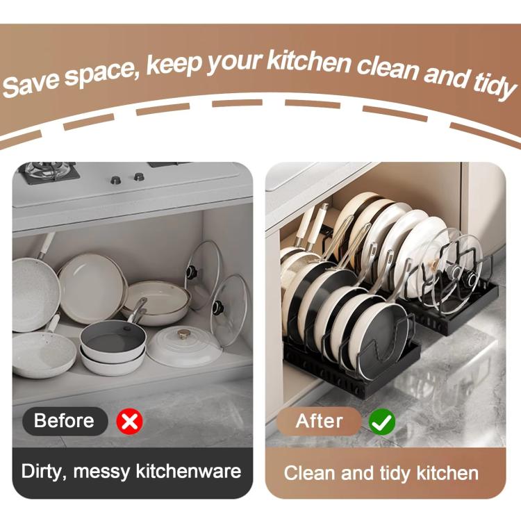 Kitchen Pull-Out Rack Pots And Pans Organizer Cabinet Countertop Dish Tray, 42cm Black, 42cm With Baffle Black, 42cm White, 42cm With Baffle White, 52cm Black, 52cm With Baffle Black, 52cm White, 52cm With Baffle White