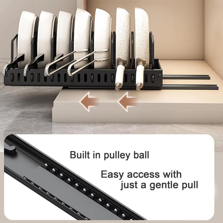 Kitchen Pull-Out Rack Pots And Pans Organizer Cabinet Countertop Dish Tray, 42cm Black, 42cm With Baffle Black, 42cm White, 42cm With Baffle White, 52cm Black, 52cm With Baffle Black, 52cm White, 52cm With Baffle White
