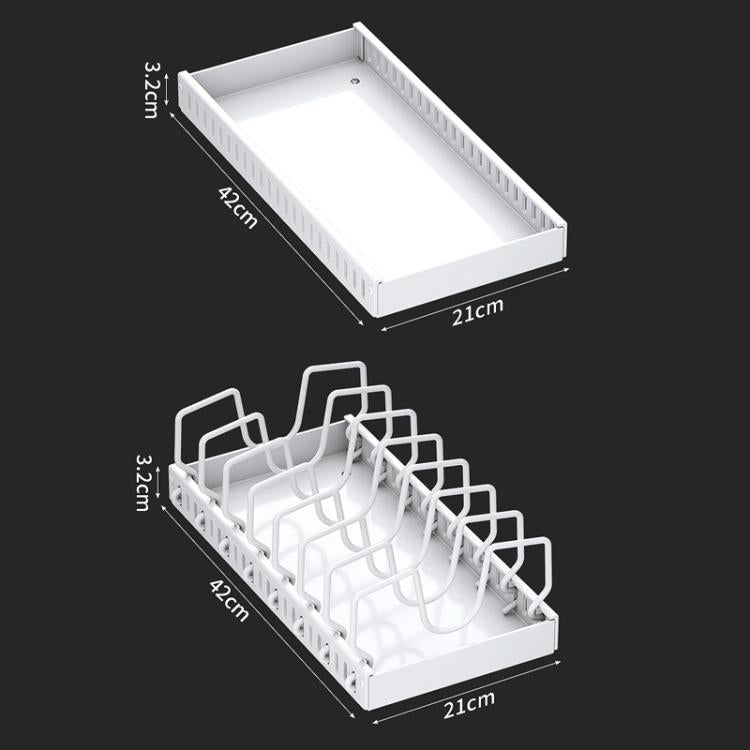 Kitchen Pull-Out Rack Pots And Pans Organizer Cabinet Countertop Dish Tray, 42cm Black, 42cm With Baffle Black, 42cm White, 42cm With Baffle White, 52cm Black, 52cm With Baffle Black, 52cm White, 52cm With Baffle White