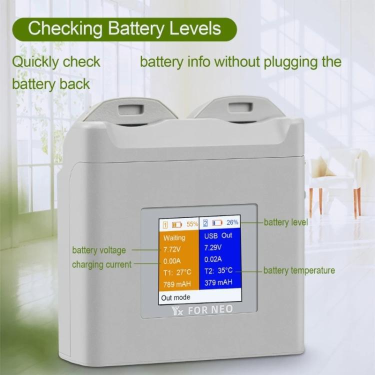 For DJI Neo Drone YX Color Screen Battery Charger Charge 2 Batteries