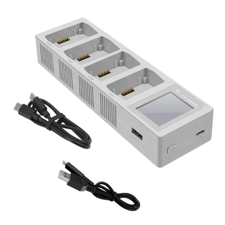 For DJI Mini 4 Pro / Mini 3 Pro / Mini 3 YX Four-Way Color Screen Charger Battery Manager, Four-Way