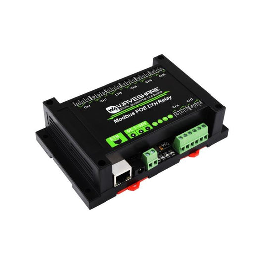 Waveshare 24964 Industrial 8-ch Ethernet Relay Module, PoE Port Communication