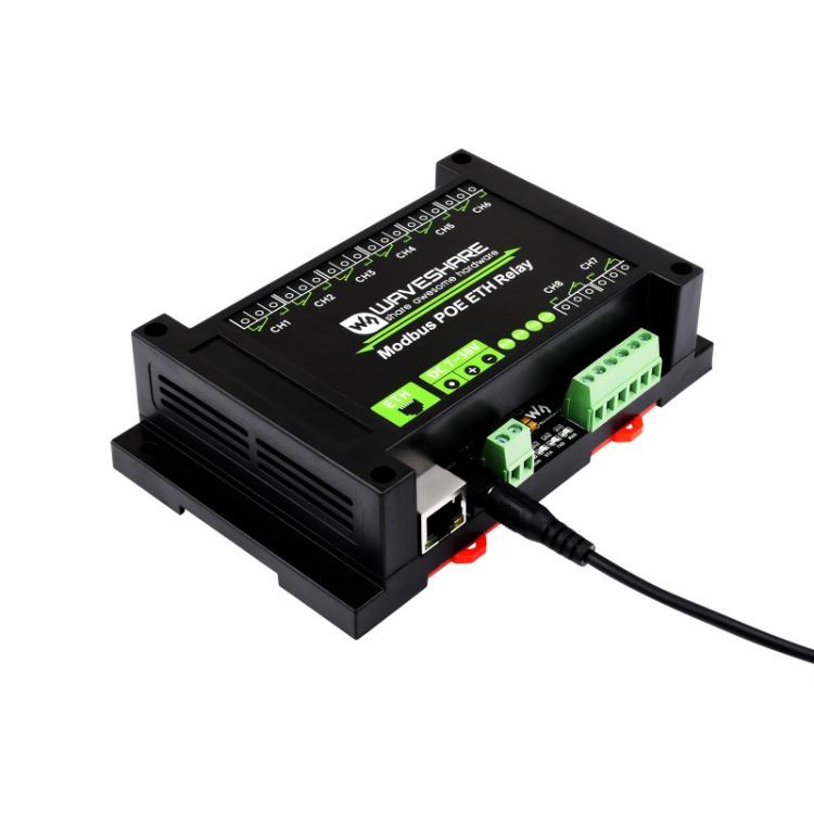 Waveshare 24964 Industrial 8-ch Ethernet Relay Module, PoE Port Communication