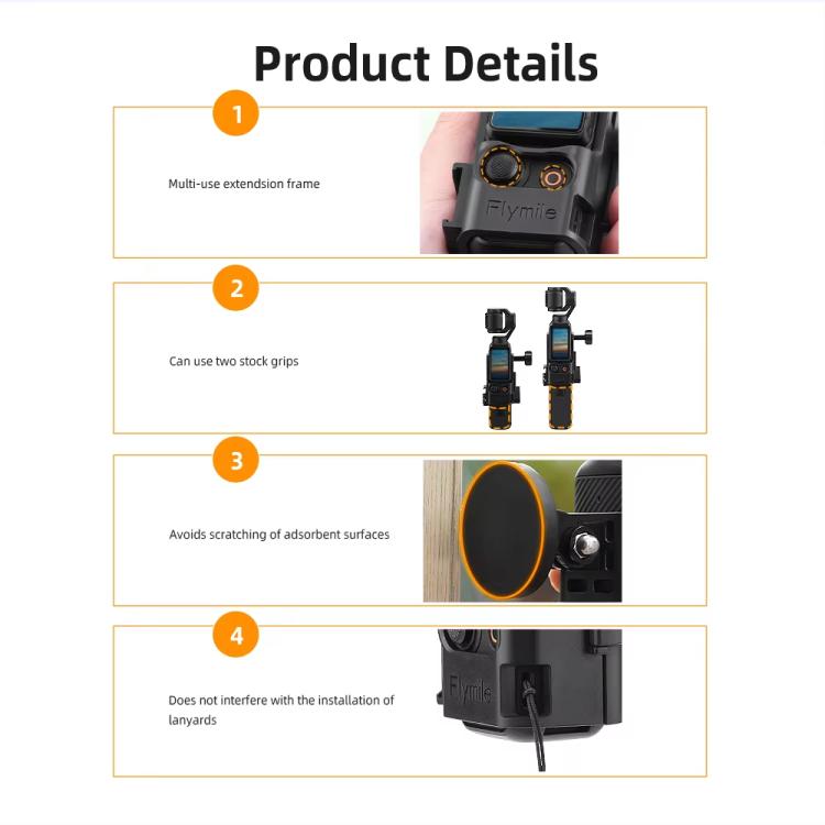 لـ DJI Osmo Pocket 3 Flymile حامل مغناطيسي بقاعدة ثابتة ومشبك خلفي ومحول إطار ملحقات، 4 قطع/مجموعة، 6 قطع/مجموعة