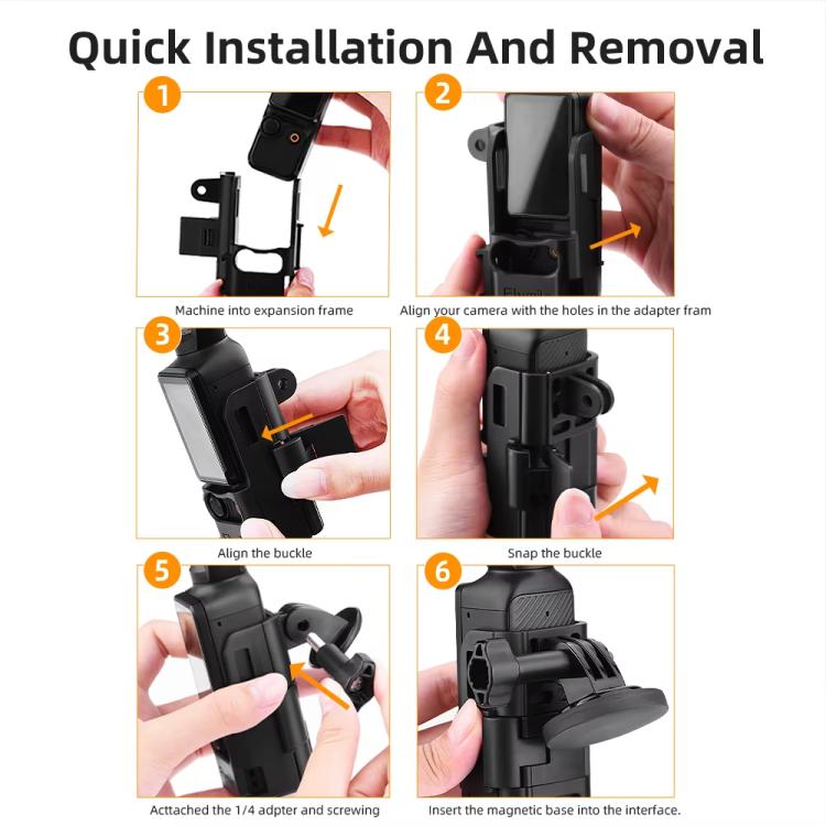 لـ DJI Osmo Pocket 3 Flymile حامل مغناطيسي بقاعدة ثابتة ومشبك خلفي ومحول إطار ملحقات، 4 قطع/مجموعة، 6 قطع/مجموعة