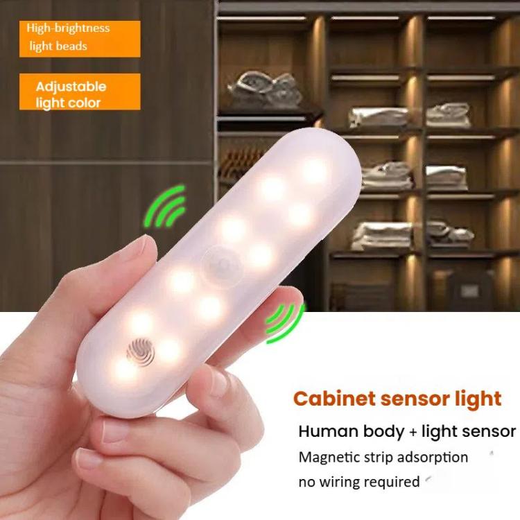 Magnetic LED Cabinet Light Motion Sensor Rechargeable Lamp 20 LEDs 3-color Temperature, A68-3A-11cm