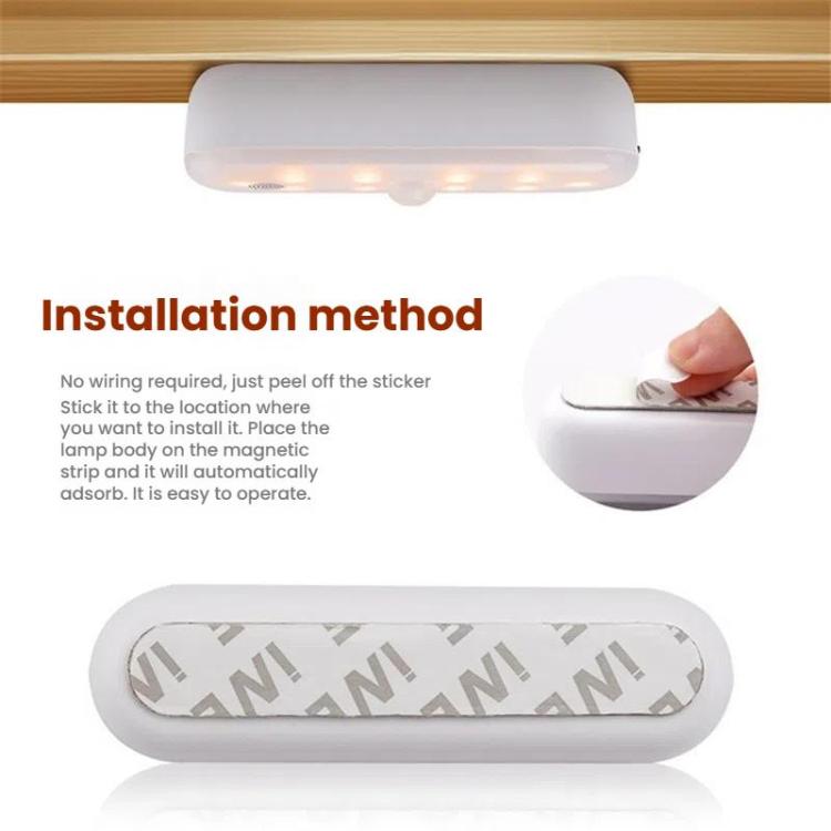 Magnetic LED Cabinet Light Motion Sensor Rechargeable Lamp 20 LEDs 3-color Temperature, A68-3A-11cm