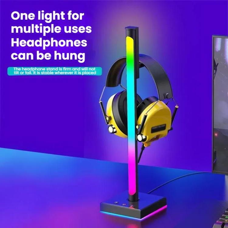 حامل سماعة رأس Ajazz ABL190 مع إضاءة محيطية RGB لسطح المكتب وإضاءة موسيقى محيطية
