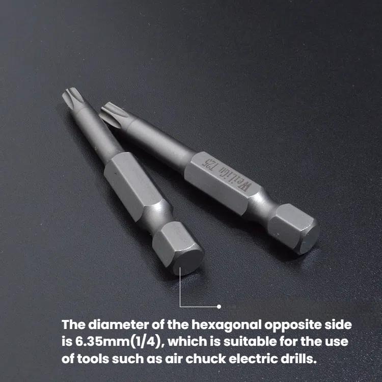 Magnetic S2 Pneumatic Air Bit Electric Drill Plum Blossom Head With Center Hole, WEILIGU 5pcs 75mm T6