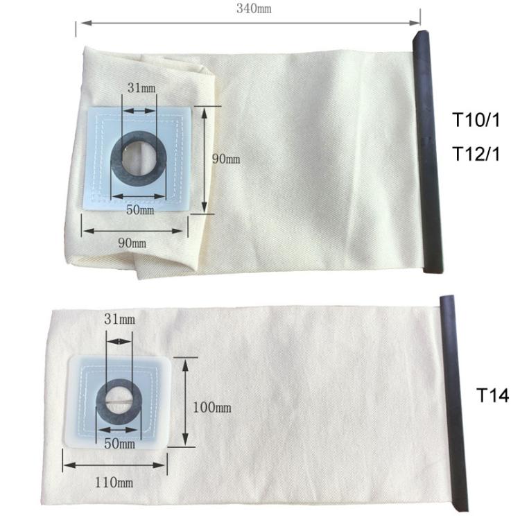 Vacuum Cleaner Filter Bags Reusable Canvas Pocket Bags, For Karcher T10 / T12, For Karcher T14