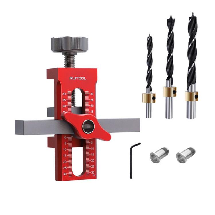 RUITOOL Cabinet Door Installation Locator Aids Adjustable Rebounder Punched Mounting Jig Leveling Device, With 10mm Drill + Brass Limit Ring, With 10mm Drill, With 6/8/10mm Drill Brass Limit Ring + 6/8mm Drill Sleeve, Without Drill