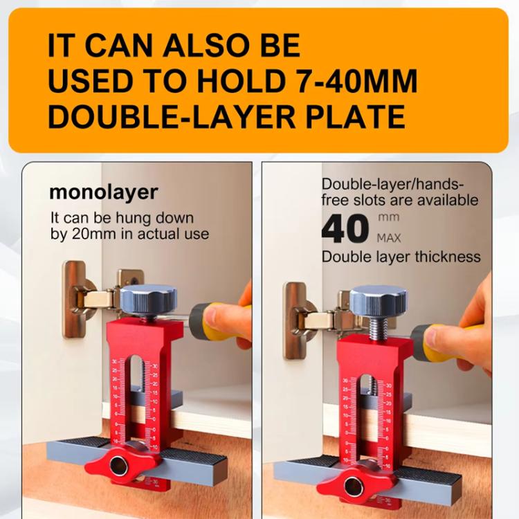 RUITOOL Cabinet Door Installation Locator Aids Adjustable Rebounder Punched Mounting Jig Leveling Device, With 10mm Drill + Brass Limit Ring, With 10mm Drill, With 6/8/10mm Drill Brass Limit Ring + 6/8mm Drill Sleeve, Without Drill