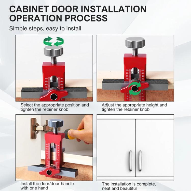 RUITOOL Cabinet Door Installation Locator Aids Adjustable Rebounder Punched Mounting Jig Leveling Device, With 10mm Drill + Brass Limit Ring, With 10mm Drill, With 6/8/10mm Drill Brass Limit Ring + 6/8mm Drill Sleeve, Without Drill