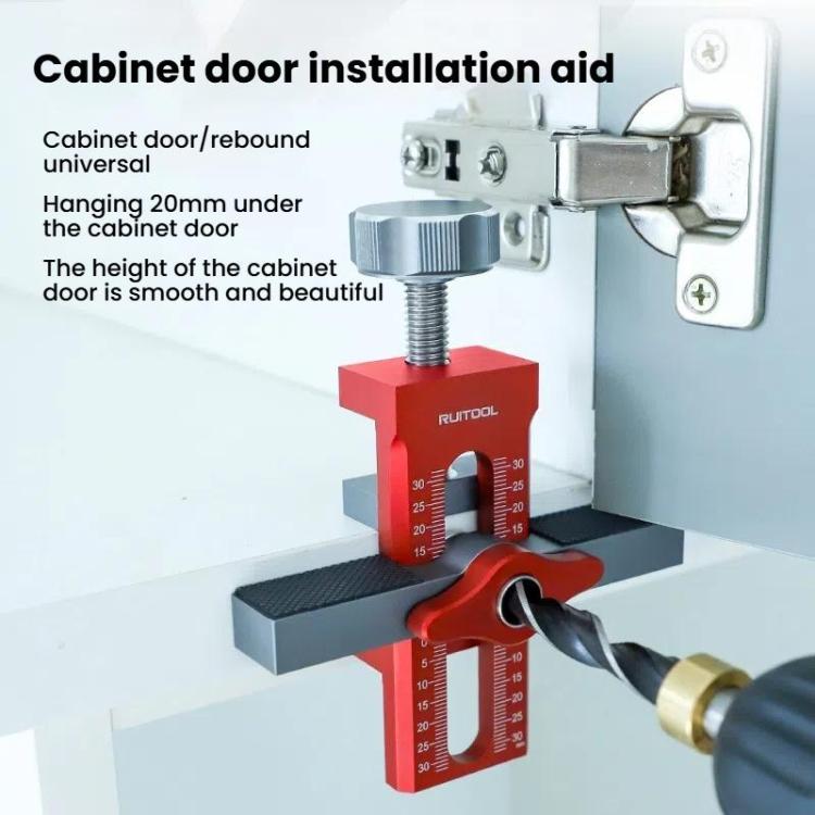RUITOOL Cabinet Door Installation Locator Aids Adjustable Rebounder Punched Mounting Jig Leveling Device, With 10mm Drill + Brass Limit Ring, With 10mm Drill, With 6/8/10mm Drill Brass Limit Ring + 6/8mm Drill Sleeve, Without Drill