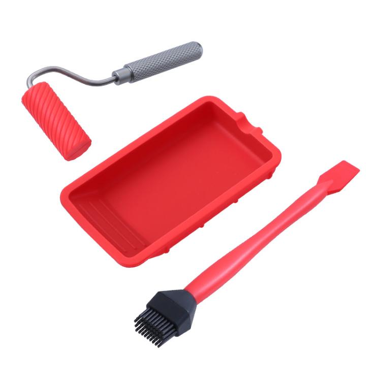 Glue Tray Brush Tool Silicone Case Roller Brush Reusable Paint Tray Woodworking Glue Container, RL-9217, ZH9217-1, ZH9217-2