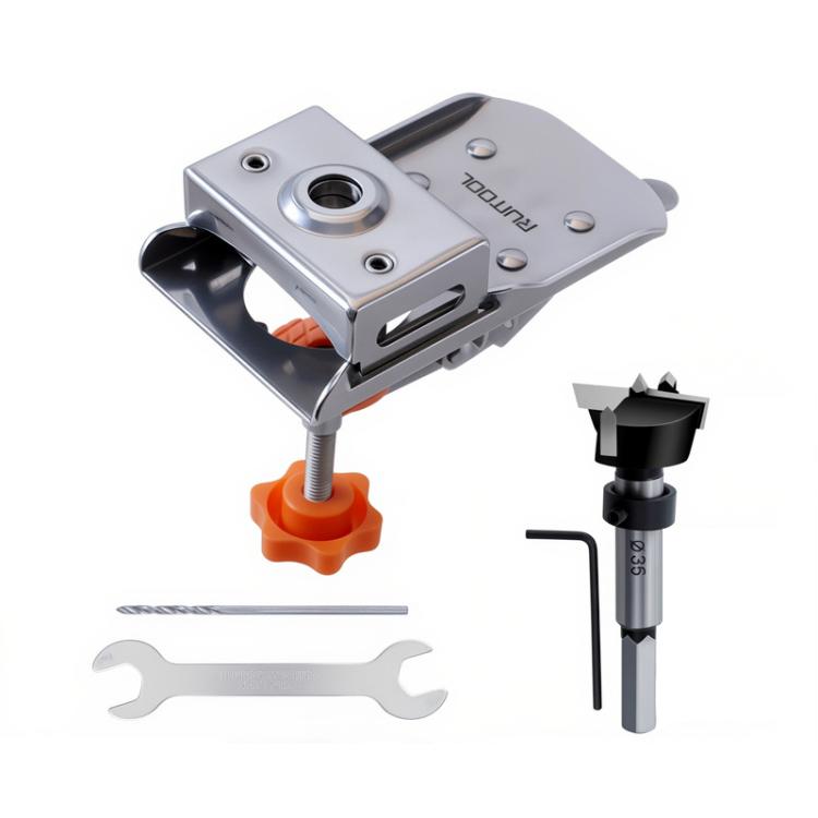 RUITOOL Stainless Steel Hinge Puncher Locator Adjustable Margin Quick Jig Woodworking Closet Door Hinge Punching Tool, 5 In 1, 6 In 1