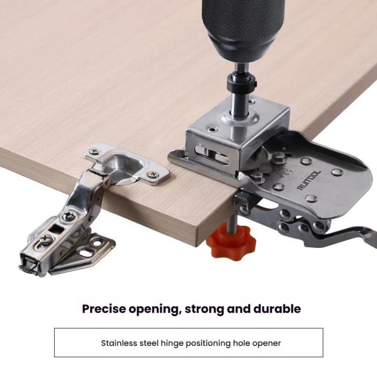 RUITOOL Stainless Steel Hinge Puncher Locator Adjustable Margin Quick Jig Woodworking Closet Door Hinge Punching Tool, 5 In 1, 6 In 1