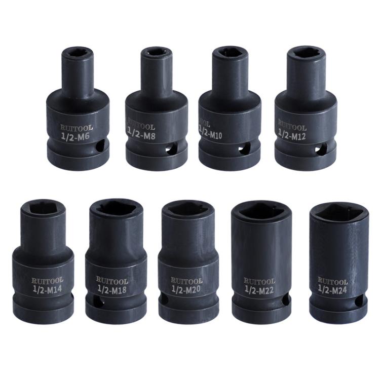 RUITOOL 1/2 inch Tap Socket Pneumatic Wrench Square Socket Inner Quarter Square Hole Wrench Tool, M4, M5, M6, M8, M10, M12, M14, M16, M18, M20, M22, M24, M27, M30