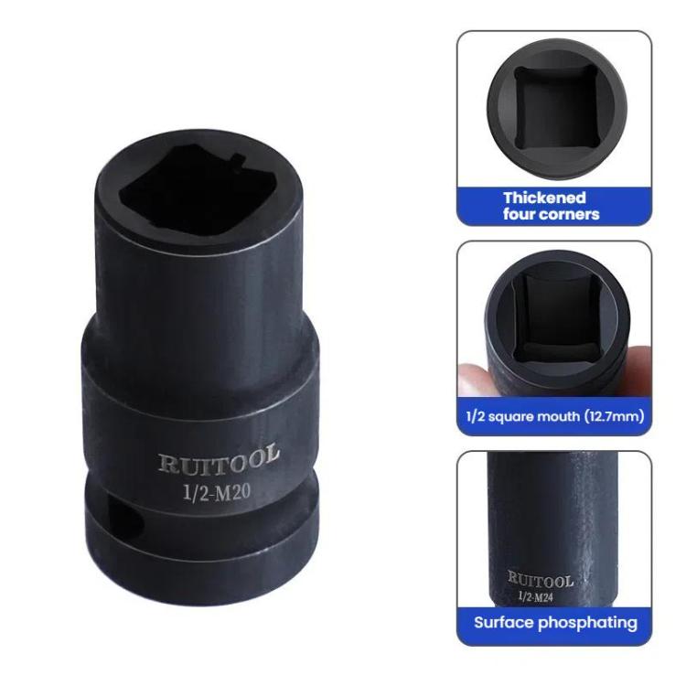 RUITOOL 1/2 inch Tap Socket Pneumatic Wrench Square Socket Inner Quarter Square Hole Wrench Tool, M4, M5, M6, M8, M10, M12, M14, M16, M18, M20, M22, M24, M27, M30